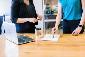 Client and Realtor discussing contracts